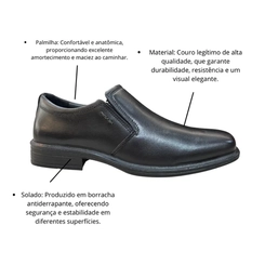 Sapato Masculino Social em Couro Pegada 124778-01 Preto