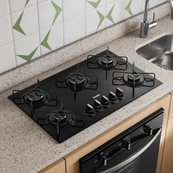 Cooktop 5 Bocas Mesa de Vidro Consul CD075BEUNA Preto Bivolt