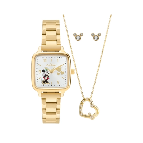 Relógio Analógico Condor Co2035nxl K4k Quadrado Disney Feminino Dourado
