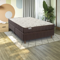 Conjunto Colchão de Molas + Box Queen Size Kappesberg Plenno 56x198x158cm Marrom