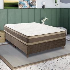 Conjunto Colchão de Molas + Box Queen Size Kappesberg Inverno/Verão 56x158x198cm Marrom