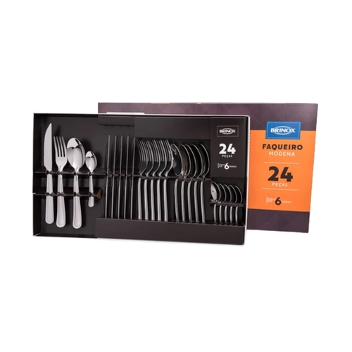 Conjunto de Talheres Brinox 24 Peças Módena Inox
