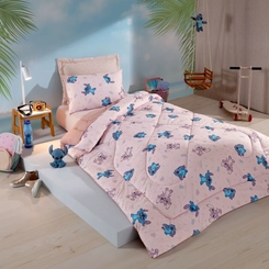 Edredom Infantil Hedrons Stitch Rosa
