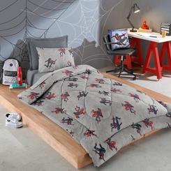 Edredom Solteiro Hedrons 160x240cm Homem-Aranha Cinza