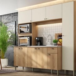 Cozinha Compacta THB Moderna 9 Portas Capuccino/Off White SE