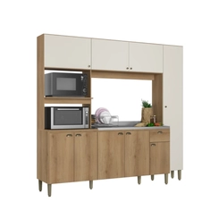 Cozinha Compacta THB Moderna 9 Portas Capuccino/Off White SE