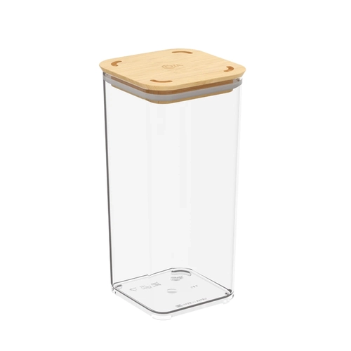 Pote Hermético Coza Tampa de Bambu 1,2L Cristal