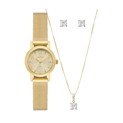 Kit Relógio Analógico Condor Co2035nwq/k4x Feminino Dourado e Acessórios