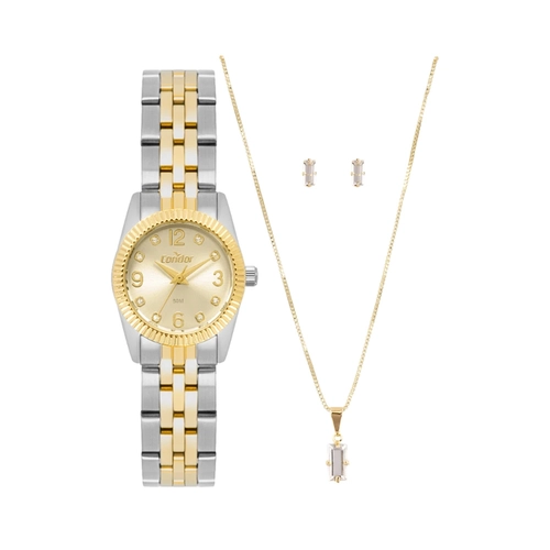 Relógio Analógico Technos Co2035ntq/k4x Feminino Pulseira Mista Prata e Dourada