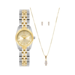 Relógio Analógico Technos Co2035ntq/k4x Feminino Pulseira Mista Prata e Dourada