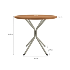Mesa de Jantar para 4 Lugares Kappesberg Crome 90cm C979 Níquel/Canela