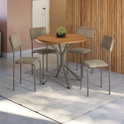 Mesa de Jantar para 4 Lugares Kappesberg Crome 90cm C979 Níquel/Canela