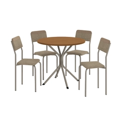 Mesa de Jantar para 4 Lugares Kappesberg Crome 90cm C979 Níquel/Canela