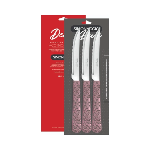 Kit 3 Facas Simonaggio Cabo Decorado Quartz