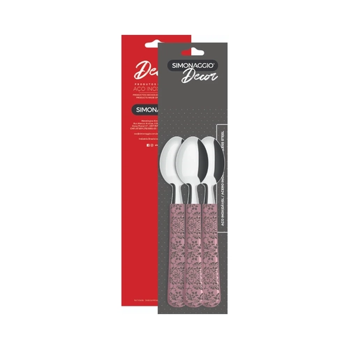 Kit 3 Colheres de Chá Simonaggio Cabo Decorado Quartz