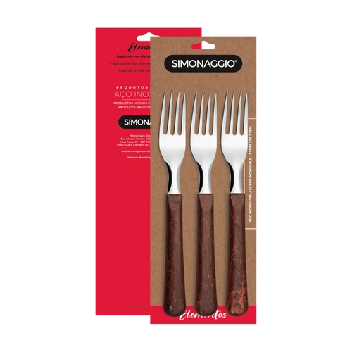 Kit 3 Garfos Simonaggio Mogno