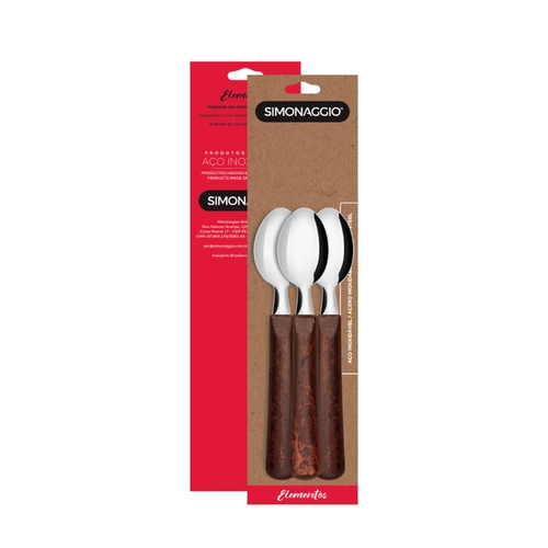 Kit 3 Colheres de Chá Simonaggio Mogno