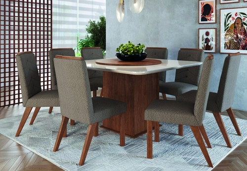 Conjunto Mesa de Jantar Zamarchi com 8 Cadeiras