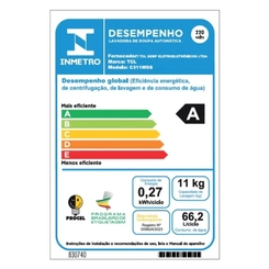 Lava e Seca 11kg Painel Digital Abertura Frontal TCL C311WDS Prata