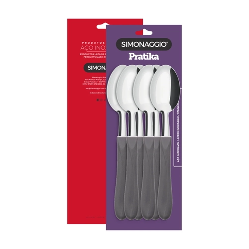 Kit 6 Colheres de Sopa Simonaggio Cinza