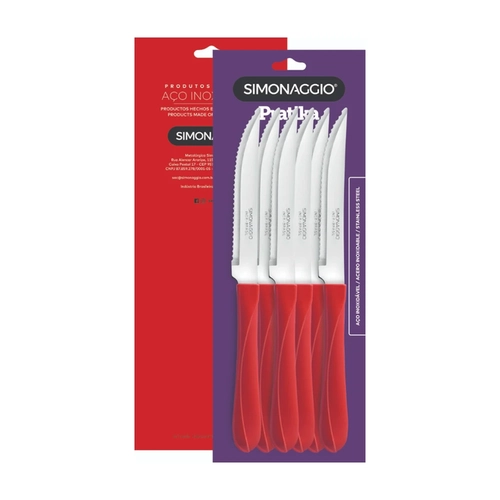 Kit 6 Facas Simonaggio Cabo Vermelho