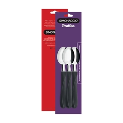 Kit 3 Colheres de Chá Simonaggio Cabo Preto