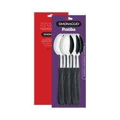 Kit 6 Colheres de Sopa Simonaggio Cabo Preto