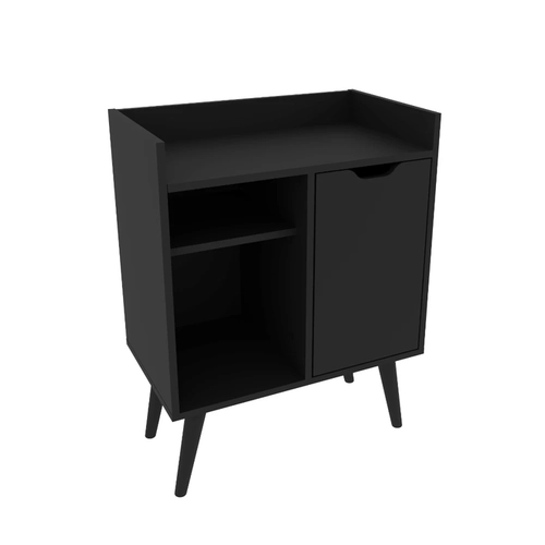 Aparador Tecno Mobili 1 Porta 2 Prateleiras Preto SE