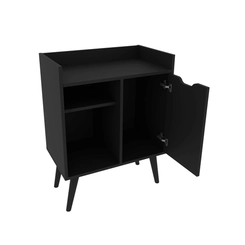 Aparador Tecno Mobili 1 Porta 2 Prateleiras Preto SE