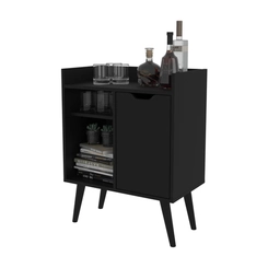 Aparador Tecno Mobili 1 Porta 2 Prateleiras Preto SE