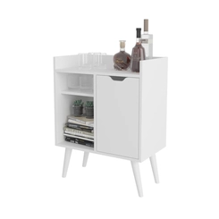 Aparador Tecno Mobili 1 Porta 2 Prateleiras Branco SE