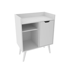 Aparador Tecno Mobili 1 Porta 2 Prateleiras Branco SE