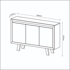 Balcão 135,8cm Tecno Mobili 3 Portas Amêndoa SE