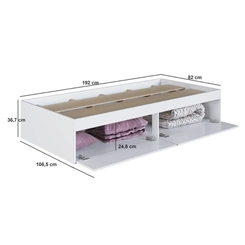 Cama Solteiro Baú Art in Móveis CT1080 Branco SE