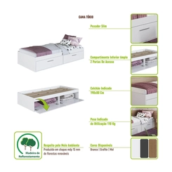 Cama Solteiro Baú Art in Móveis CT1080 Branco SE