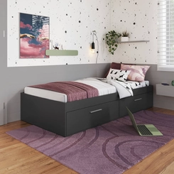 Cama Solteiro Baú Art in Móveis CT1080 Grafite SE
