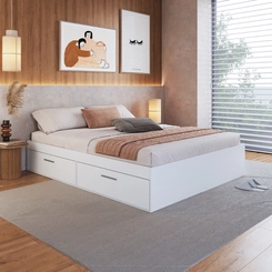 Cama Casal Baú Art in Móveis Branco SE
