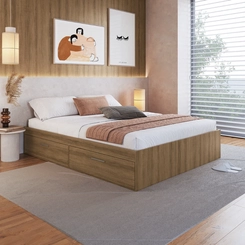 Cama Casal Baú Art in Móveis CT1140 Mel SE