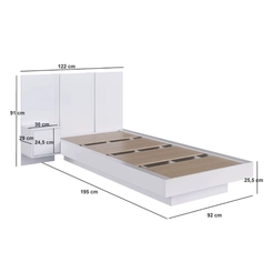 Cama Solteiro com Cabeceira Art in Móveis CJ074 Branco SE
