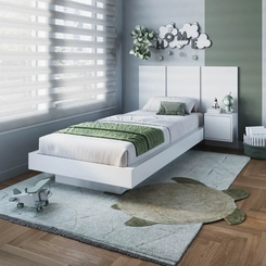 Cama Solteiro com Cabeceira Art in Móveis CJ074 Branco SE