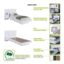Cama Solteiro com Cabeceira Art in Móveis CJ074 Branco SE