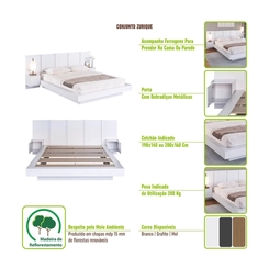 Cama Queen Size com Cabeceira Art in Móveis CJ075 Branco SE