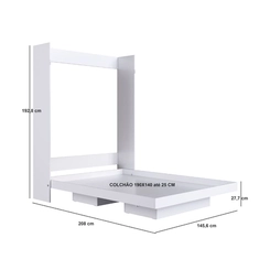 Cama Casal Articulada Vertical Art in Móveis CV1140 Branco SE