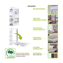 Cama Solteiro Articulada Vertical Art in Móveis CV1085 Mel SE
