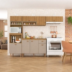 Cozinha Compacta Fellicci Marti 8 portas Mel/Fendi SE
