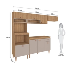 Cozinha Compacta Fellicci Marti 8 portas Mel/Fendi SE