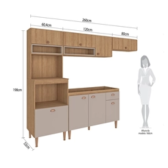 Cozinha Compacta Fellicci Marti 8 portas 1 Gaveta Mel/Fendi SE