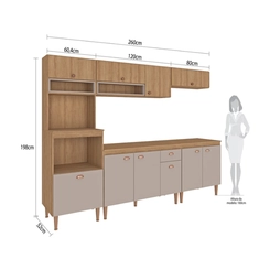Cozinha Compacta Fellicci Marti 9 Portas Mel/Fendi SE