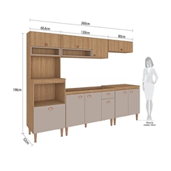 Cozinha Compacta Fellicci Marti 9 Portas 1 Gaveta Mel/Fendi SE