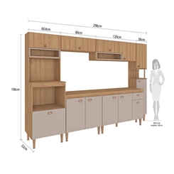 Cozinha Compacta Fellicci Marti 12 portas Mel/Fendi SE